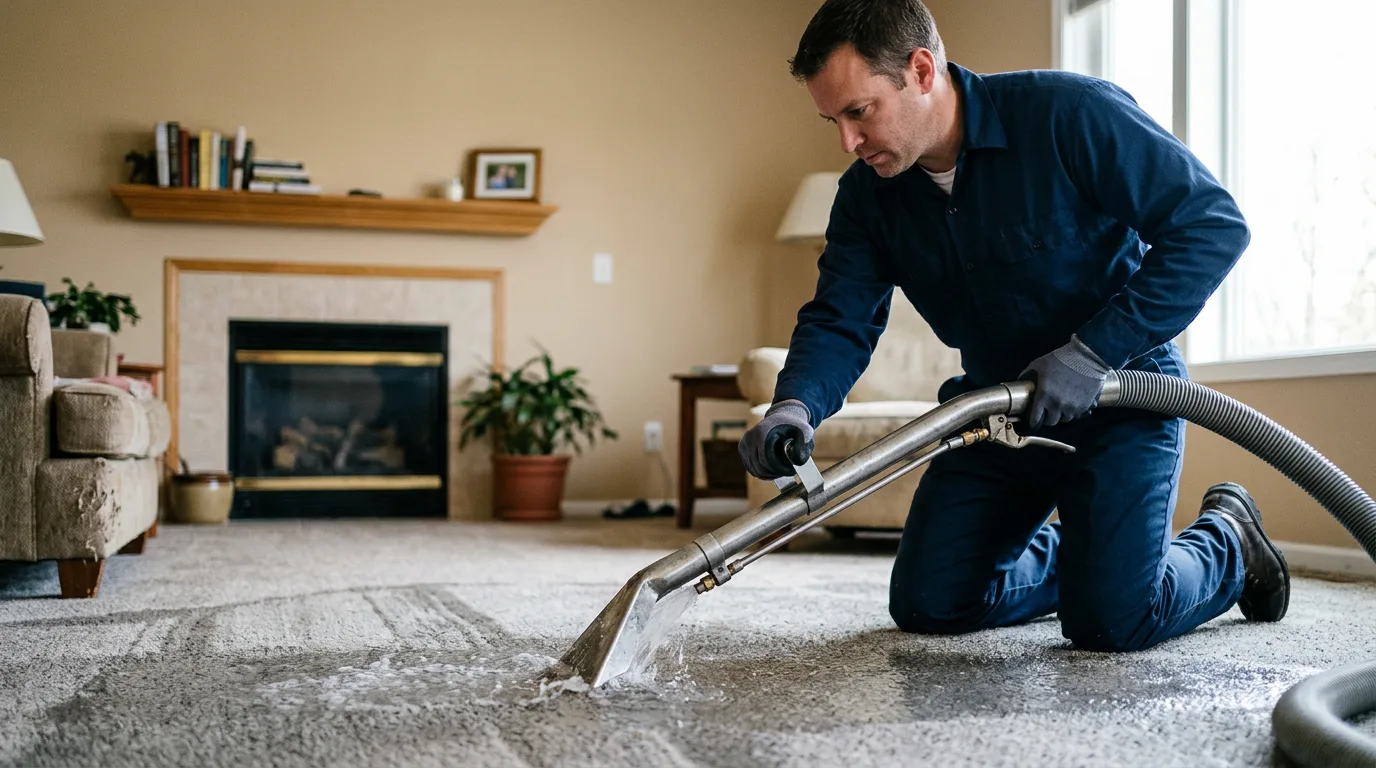 Water damage restoration technician working near Auburn, WV